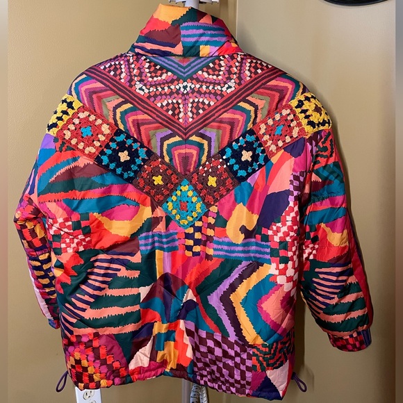 FARM Rio Reversible Patchwork Puffer Jacket with Crochet - Picture 6 of 10